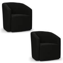 Kit 2 Poltronas Stella Max Suede Preto Base Giratória - D'Rossi