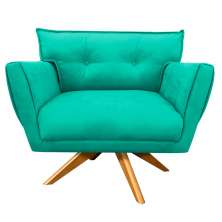 Poltrona Anitta Giratória Suede Verde Turquesa - D'Rossi