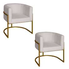 Poltrona Base Industrial Dourado Kit 2 Lety Blouclê Off White