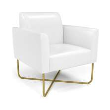 Poltrona Base X Industrial Dourado Marisa Corano Branco  D03 - D'Rossi