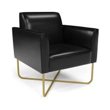 Poltrona Base X Industrial Dourado Marisa Corano Preto  D03 - D'Rossi