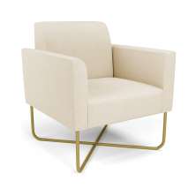 Poltrona Base X Industrial Dourado Marisa Linho Bege A19  D03 - D'Rossi