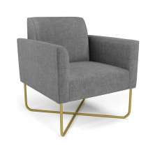 Poltrona Base X Industrial Dourado Marisa Linho Grafite A26  D03 - D'Rossi