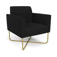 Poltrona Base X Industrial Dourado Marisa Linho Preto A79  D03 - D'Rossi