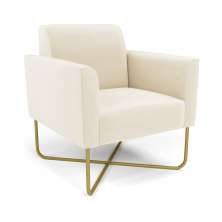 Poltrona Base X Industrial Dourado Marisa Veludo Bege  D03 - D'Rossi
