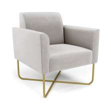 Poltrona Base X Industrial Dourado Marisa Veludo Cinza  D03 - D'Rossi