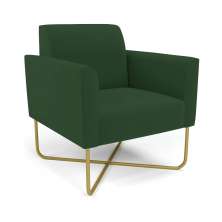 Poltrona Base X Industrial Dourado Marisa Veludo Verde  D03 - D'Rossi