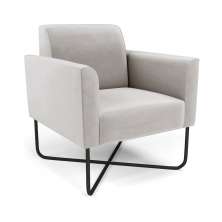 Poltrona Base X Industrial Preto Marisa Veludo Cinza D03 - D'Rossi