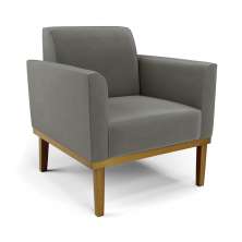 Poltrona Base de Madeira Fixa Castanho Marisa Suede Grafite D03 - D'Rossi