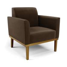 Poltrona Base de Madeira Fixa Castanho Marisa Suede Marrom D03 - D'Rossi