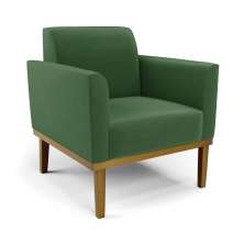 Poltrona Base de Madeira Fixa Castanho Marisa Suede Verde D03 - D'Rossi