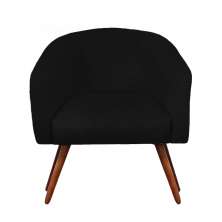 Poltrona Bianca com Tressê Suede Preto Pés Palito Castanho - D'Rossi