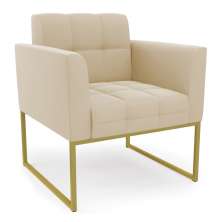 Poltrona Elisa Suede Base Metálica Industrial Dourada - D'Rossi
