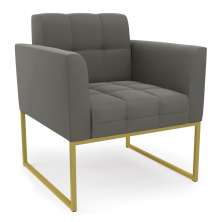 Poltrona Elisa Suede Grafite Base Metálica Industrial Dourada - D'Rossi