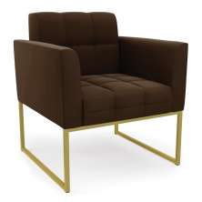Poltrona Elisa Suede Marrom Base Metálica Industrial Dourada - D'Rossi