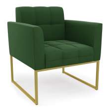 Poltrona Elisa Suede Verde Base Metálica Industrial Dourada - D'Rossi