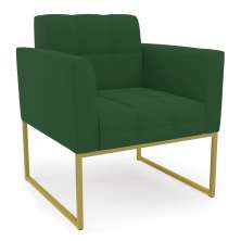 Poltrona Elisa Veludo Verde Base Metálica Industrial Dourado - D'Rossi