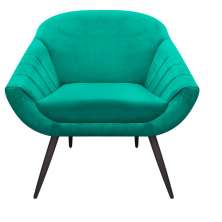 Poltrona Giovana Suede Verde Turquesa Pés Palito Ferro D'Rossi
