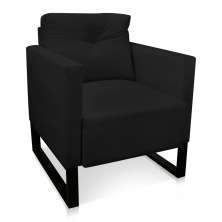 Poltrona Luisa Veludo Preto Base Industrial Metálica Preto D01 - D'Rossi