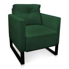 Poltrona Luisa Veludo Verde Base Industrial Metálica Preto D01 - D'Rossi