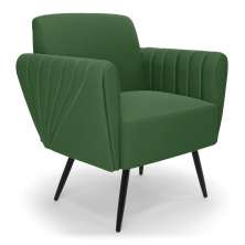 Poltrona Pés Palito de Ferro Bruna Suede Verde - D'Rossi
