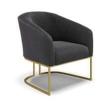 Poltrona Stella Bouclê Grafite Base Metálica Industrial Dourado - D'Rossi