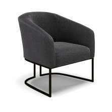 Poltrona Stella Bouclê Grafite Base Metálica Industrial Preto - D'Rossi