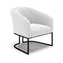Poltrona Stella Bouclê Off White Base Metálica Industrial Preto - D'Rossi