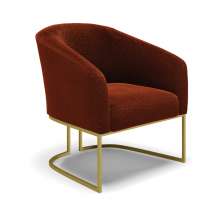 Poltrona Stella Bouclê Terra Base Metálica Industrial Dourado - D'Rossi