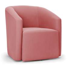 Poltrona Stella Max Suede Rosê Base Giratória - D'Rossi