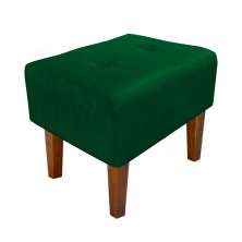 Puff Livia Suede Verde Pés Chanfrado Castanho - D'Rossi