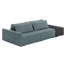 Sofá Ilha 2 Lugares Living 252cm Modulado Sala Lary Bouclê Azul/PU Pto K01 - D'Rossi