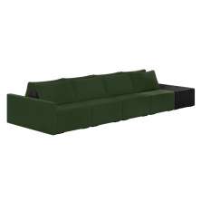 Sofá Ilha 4 Lugares Living 472cm Modulado Sala Lary Veludo Verde/PU Pto K01 - D'Rossi