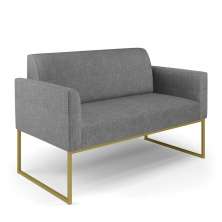 Sofá Namoradeira Base Industrial Dourado Marisa Linho Grafite A26 D03 - D'Rossi
