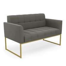 Sofá Namoradeira Elisa Suede Grafite Base Metálica Industrial Dourada - D'Rossi