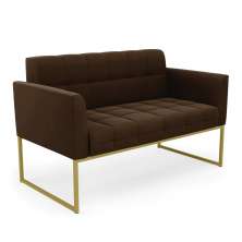 Sofá Namoradeira Elisa Suede Marrom Base Metálica Industrial Dourada - D'Rossi