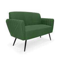 Sofá Namoradeira Pés Palito de Ferro Bruna Suede Verde - D'Rossi