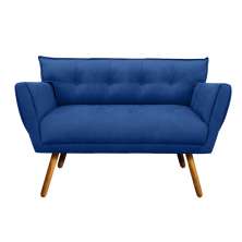 Sofá Retrô Namoradeira Anitta Suede Azul Royal - D'Rossi