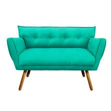 Sofá Retrô Namoradeira Anitta Suede Verde Turquesa - D'Rossi