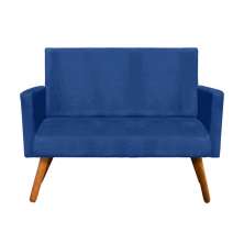 Sofá Retrô Namoradeira Nina 2 Lugares Suede Azul Royal - D'Rossi