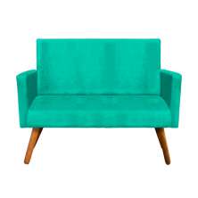 Sofá Retrô Namoradeira Nina 2 Lugares Suede Verde Turquesa - D'Rossi
