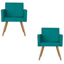Kit 2 Poltronas Nina Decorativa Suede Azul D'Rost