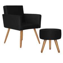 Poltrona Lisboa Decorativa Suede Preto - D'Rost