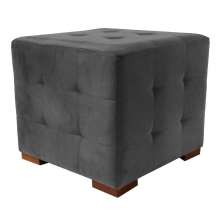 Puff Cuba Decorativo Suede Cinza D'Rost