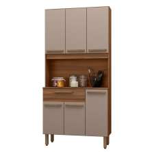 Armario de Cozinha Santiago 90 cm com 6 Portas e 1 Gaveta Freijo/Moka