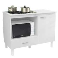 Balcão Cozinha Cooktop Blane 105cm com 1 Porta e 1 Gaveta Branco