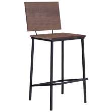 Banqueta Alta Base Aço Preto I01 Madeira Taeda Castanho Dmobiliario