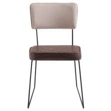 Cadeira Decorativa Pes Preto F53X1 Corano Marrom Linho Bege Dmobiliario