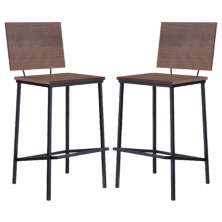 Kit 2 Banquetas Alta Base Aço Preto I01 Madeira Taeda Castanho Dmobiliario