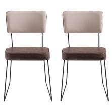 Kit 2 Cadeiras Decorativas F53X1 Corano Marrom Linho Bege Dmobiliario
